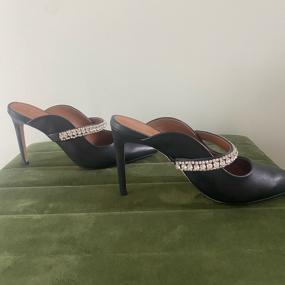 Kurt Geiger Duke Black Crystal Strap Mules - Picture 8 of 13
